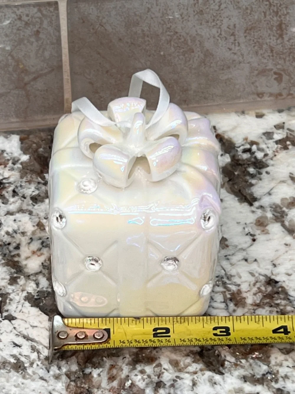 Porcelain gift box Christmas ornament glazed finish changing light colors